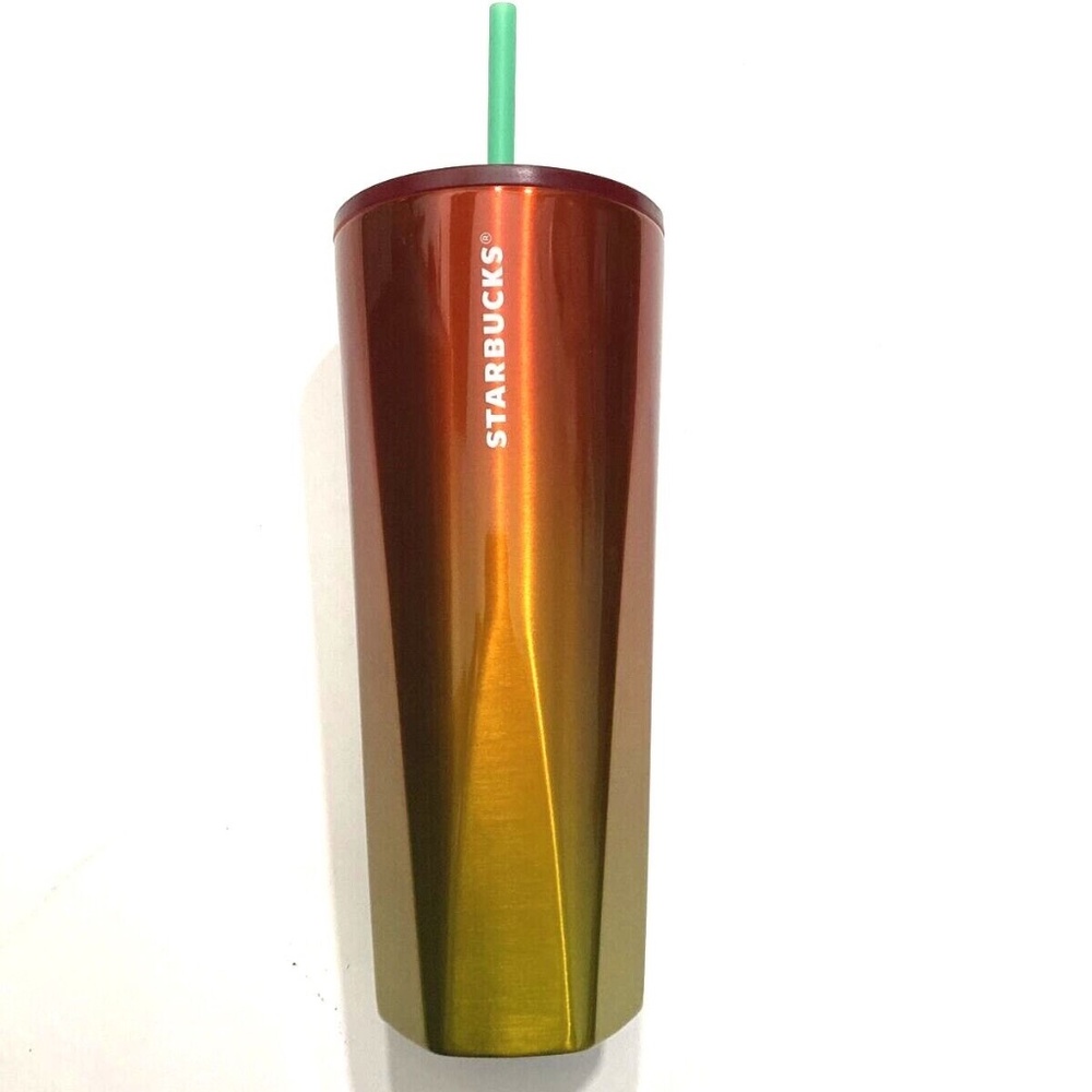 NEW Starbucks 2022 Yellow Red Fire Heat Ombré Steel 24oz Venti Tumbler Cold Cup